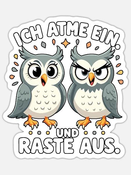 ich atme ein und raste aus lustige - Sticker Größe S (10 x 10 cm) - Mattweiß