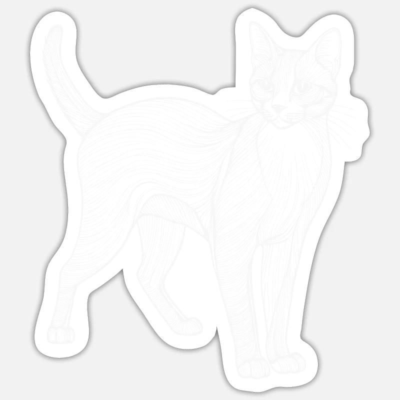 Lineart pour chat - Sticker taille S (10 x 10 cm) - blanc mat