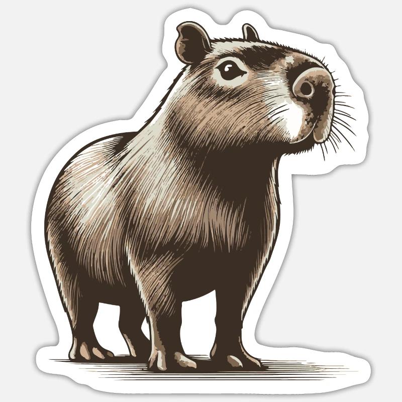 Capybara - Sticker taille S (10 x 10 cm) - blanc mat