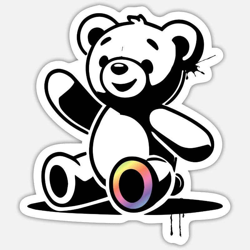 Stencil Teddy con accento arcobaleno Sticker formato S (10 x 10 cm)