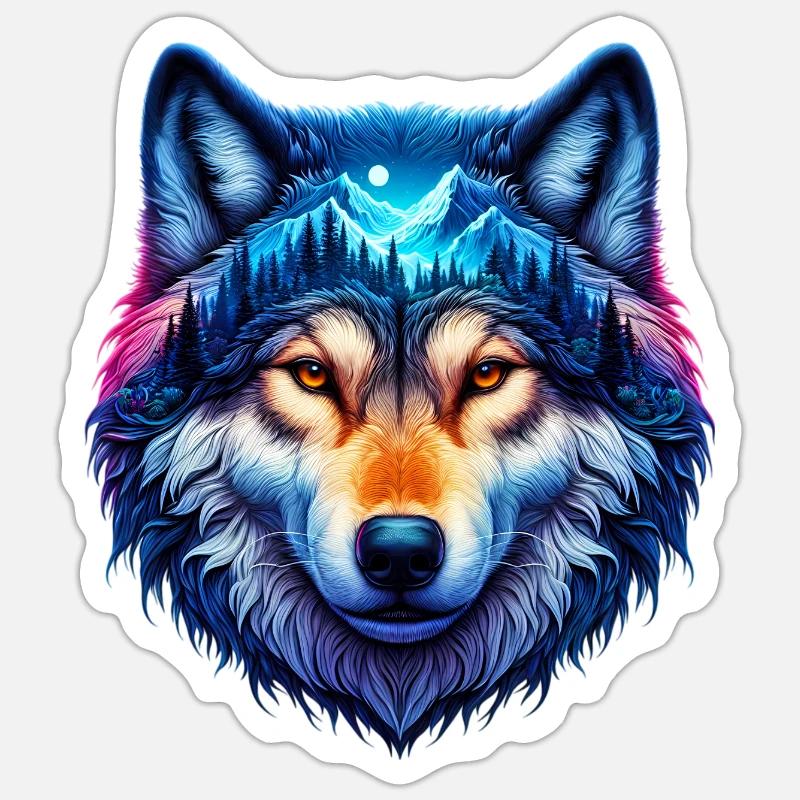 Wolf - Sticker Größe S (10 x 10 cm) - Mattweiß
