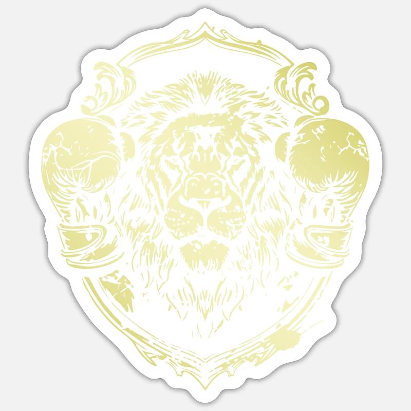 Löwe Boxer - Sticker Größe S (10 x 10 cm) - Mattweiß