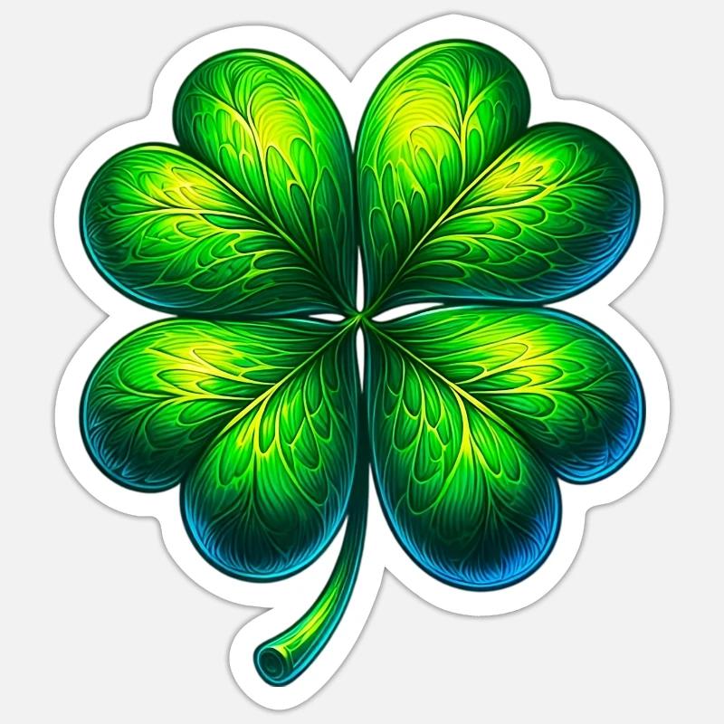 Vierblättriges Kleeblatt - Sticker Größe S (10 x 10 cm) - Mattweiß