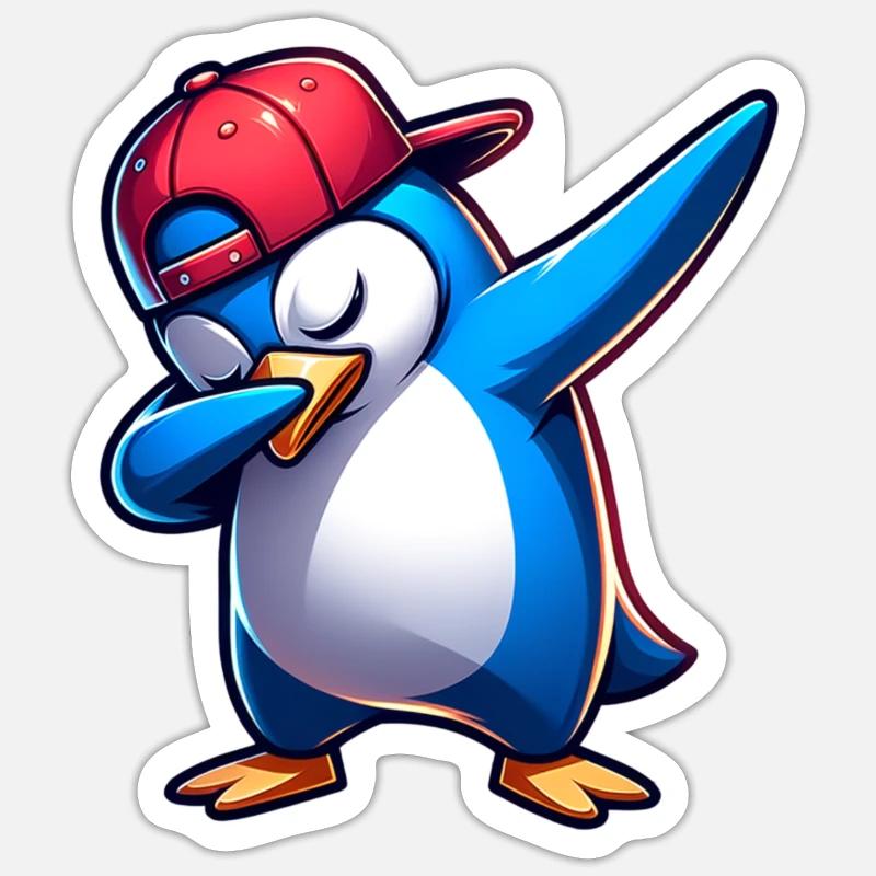 dabbing Pinguin dabbendes Tier Dab Geschenkidee - Sticker Größe S (10 x 10 cm) - Mattweiß