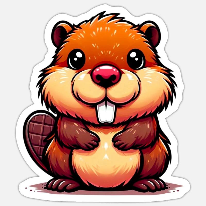 Castor - Sticker taille S (10 x 10 cm) - blanc mat