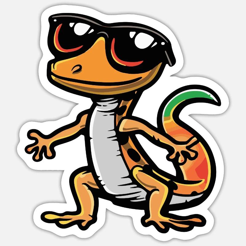 Lizard Comic Cool - Sticker size S (10 x 10 cm) - white matte