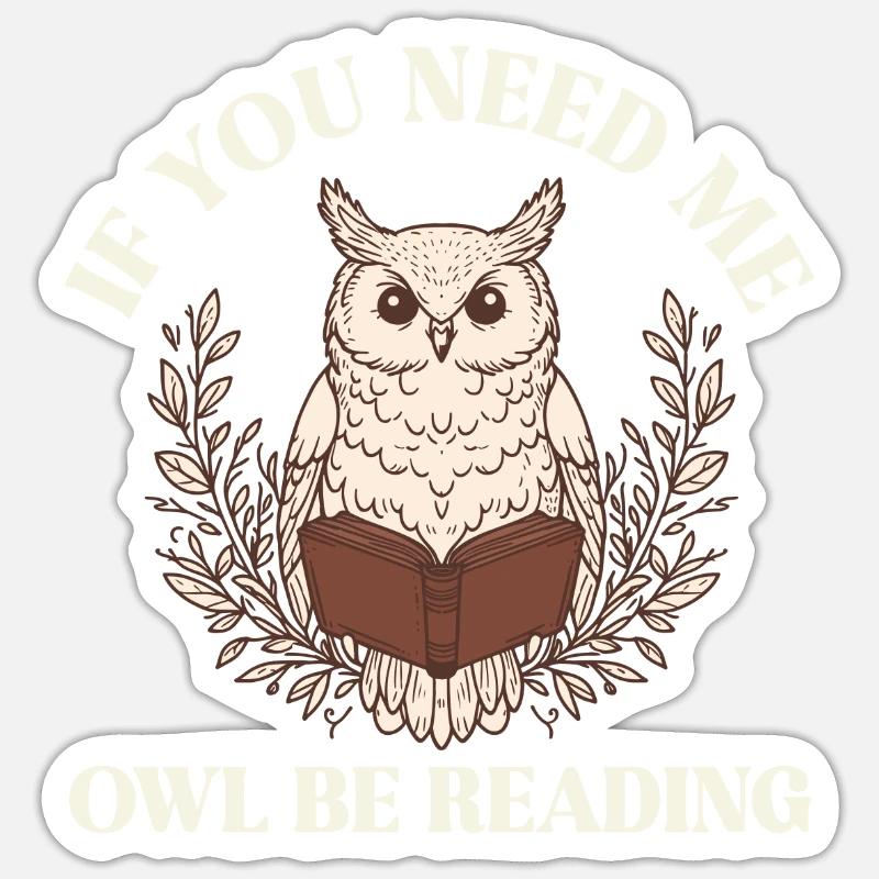 Wenn Du Mich Suchst, Eule Mit Buch Sticker Größe S (10 x 10 cm)