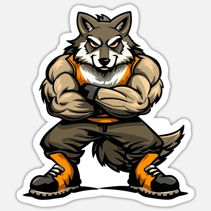 Wolf Comic - Sticker Größe S (10 x 10 cm) - Mattweiß