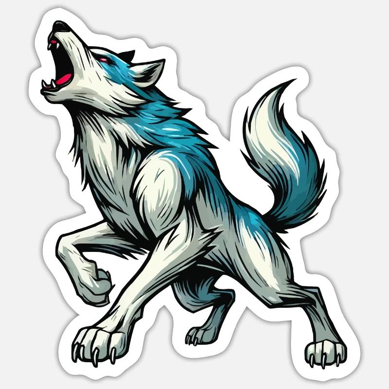 Wolf Comic Sticker Größe S (10 x 10 cm)