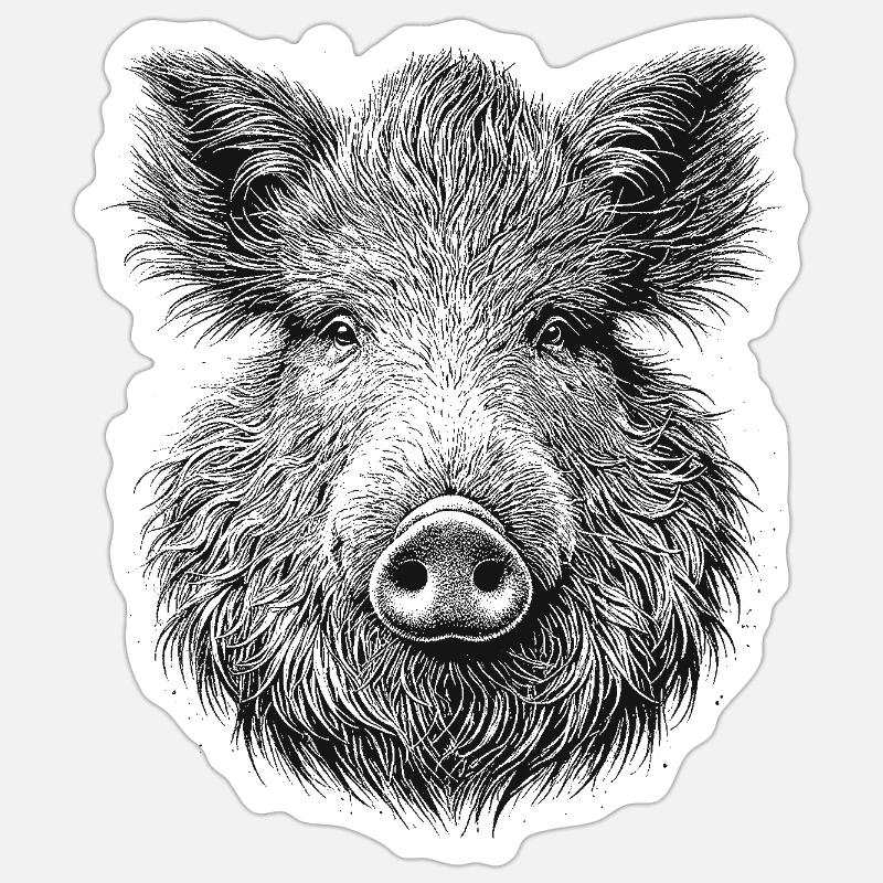 Sanglier - Sticker taille S (10 x 10 cm) - blanc mat