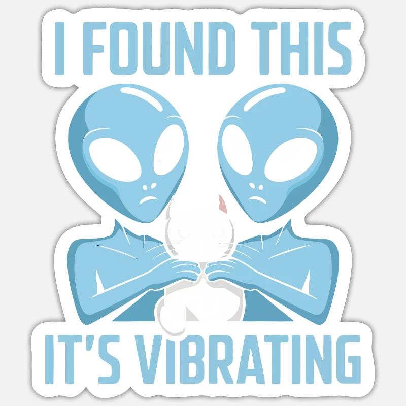 Découverte d’un chat extraterrestre - Sticker taille S (10 x 10 cm) - blanc mat