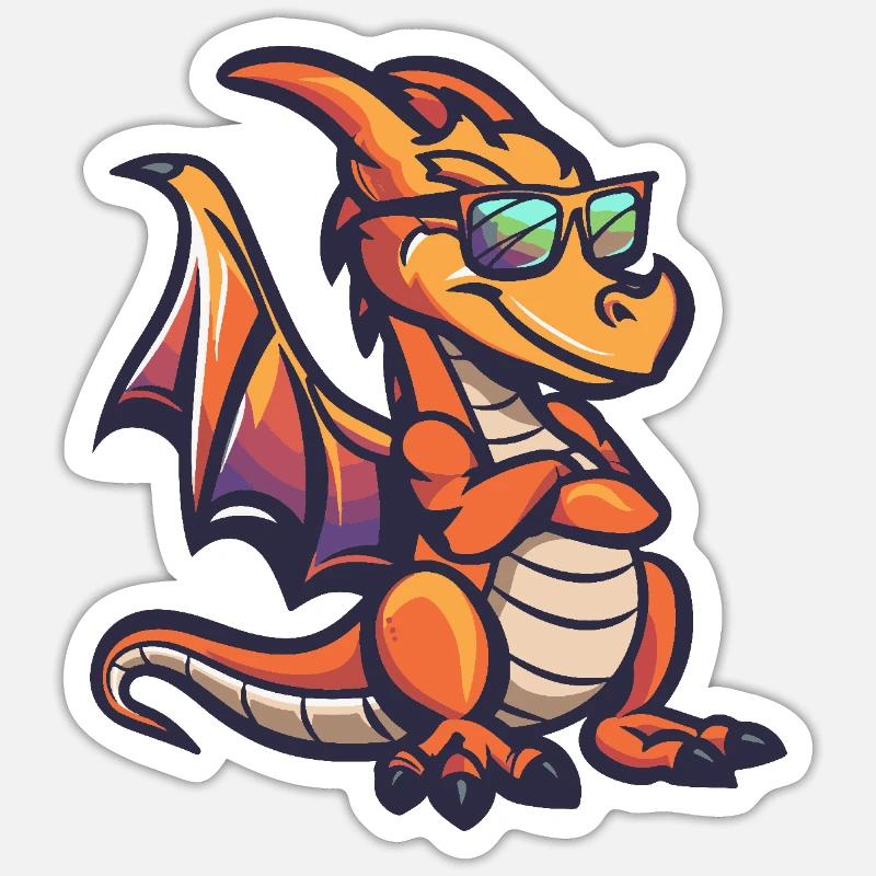 Drache Cool Comic Sticker Größe S (10 x 10 cm)
