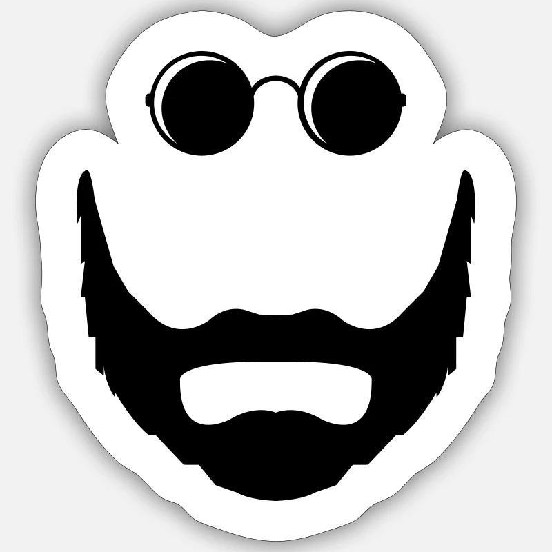 bart sonnenbrille - Sticker Größe S (10 x 10 cm) - Mattweiß
