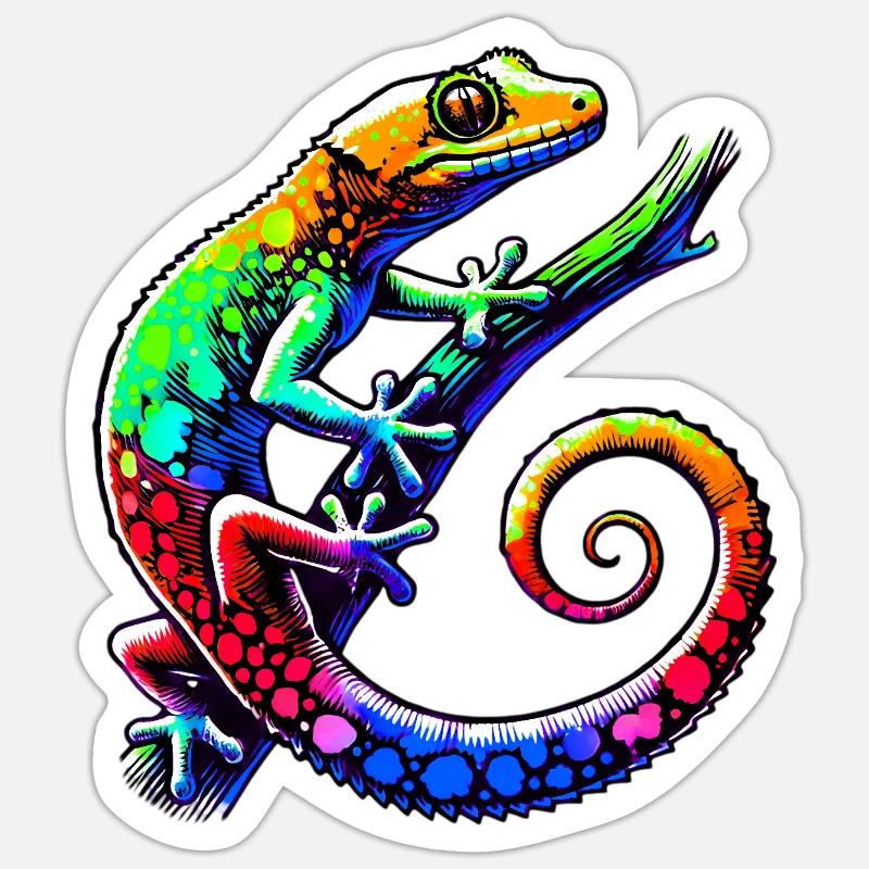 Gecko - Sticker Größe S (10 x 10 cm) - Mattweiß