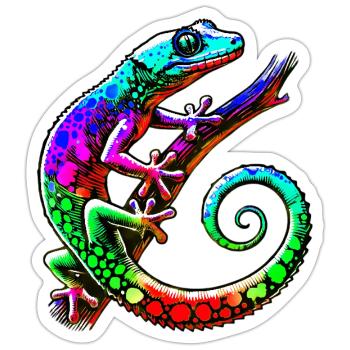 Gecko - Sticker Größe S (10 x 10 cm) - Mattweiß - Vorne