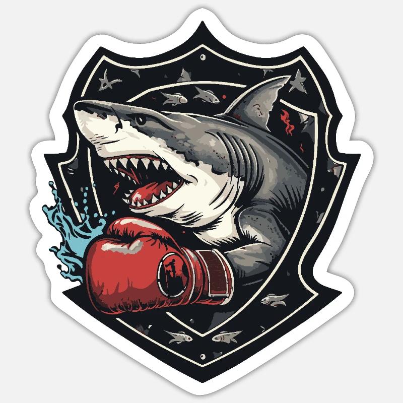 Boxer Requin MMA - Sticker taille S (10 x 10 cm) - blanc mat