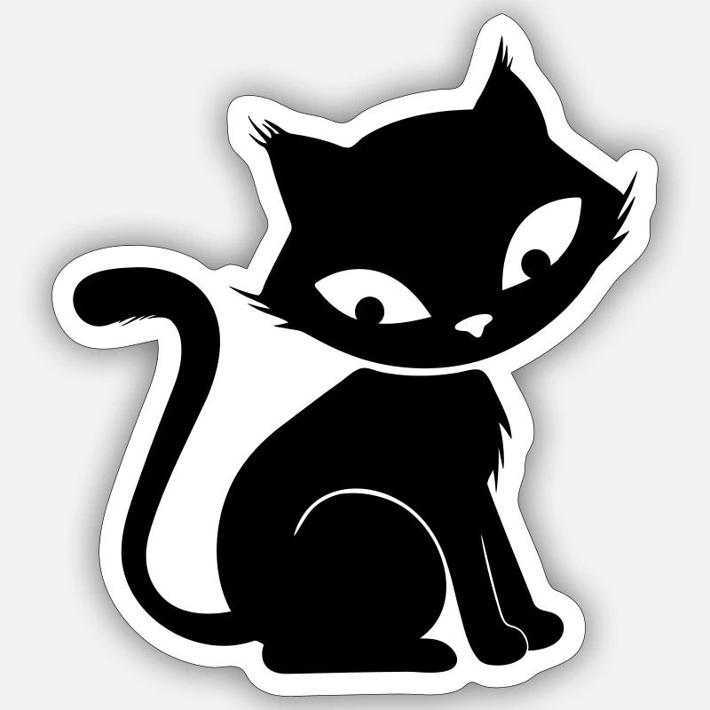 Chat mignon - Sticker taille S (10 x 10 cm) - blanc mat
