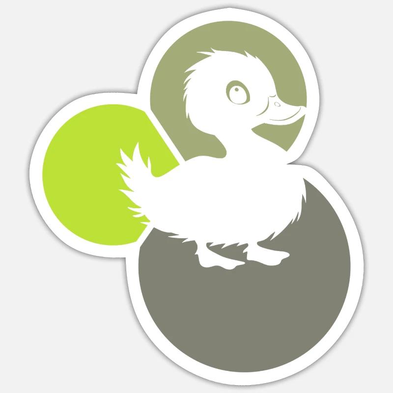 Duckling quacking waddling Sticker size S (10 x 10 cm)