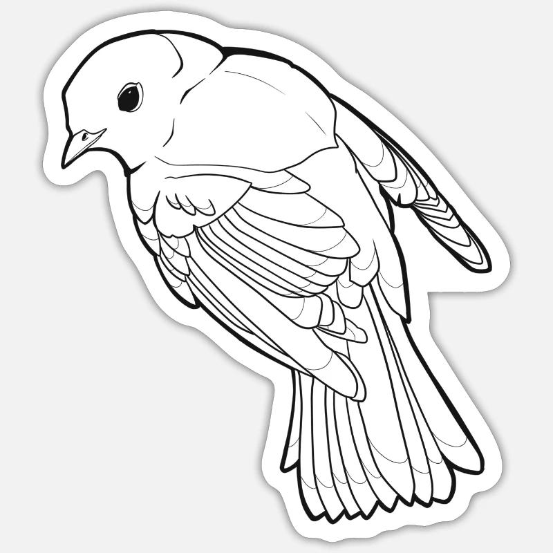 Oiseau noir - Sticker taille S (10 x 10 cm) - blanc mat