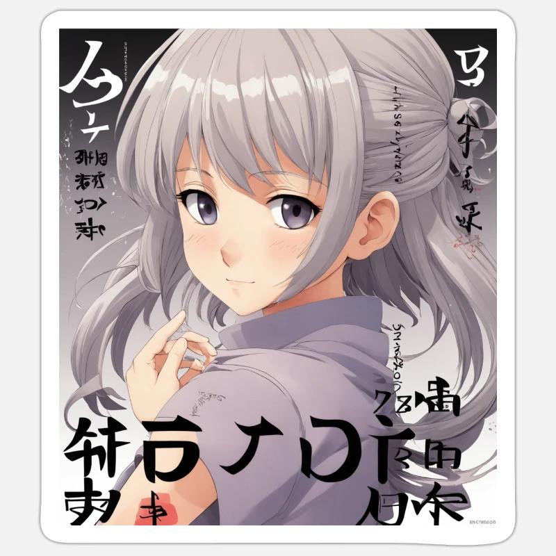 Anime - Sticker taille S (10 x 10 cm) - blanc mat