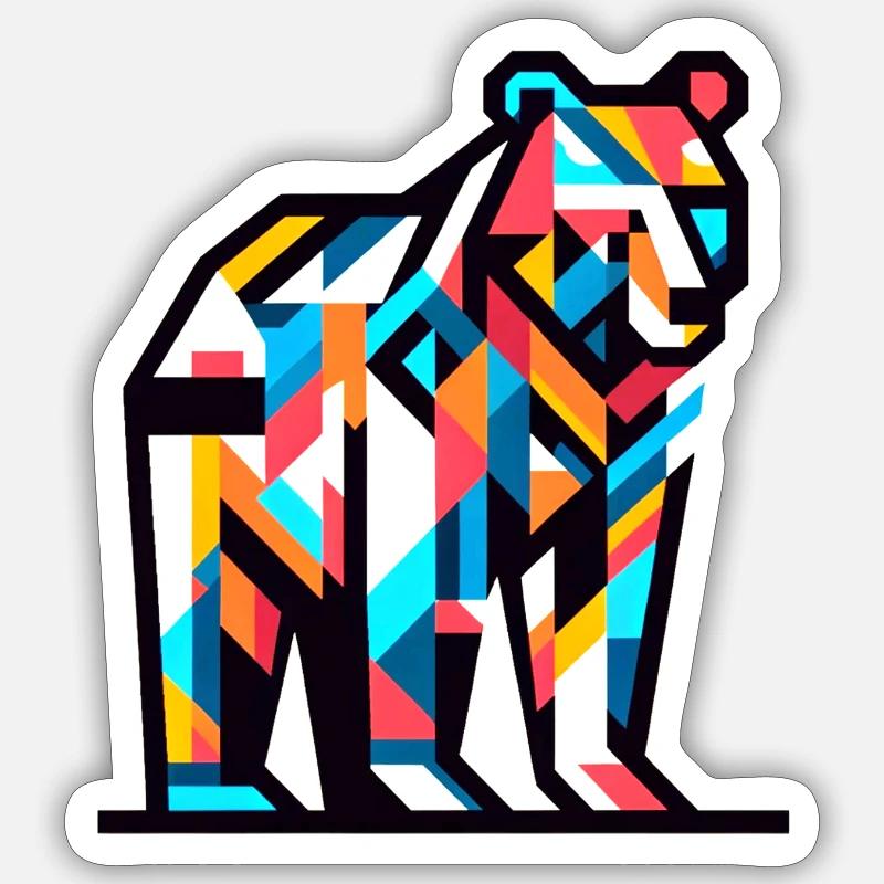 Kubischer Bär Sticker Größe S (10 x 10 cm)