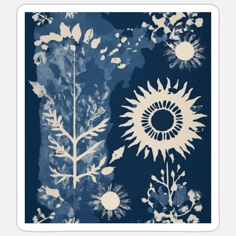 Composition végétale abstraite - Sticker taille S (10 x 10 cm) - blanc mat