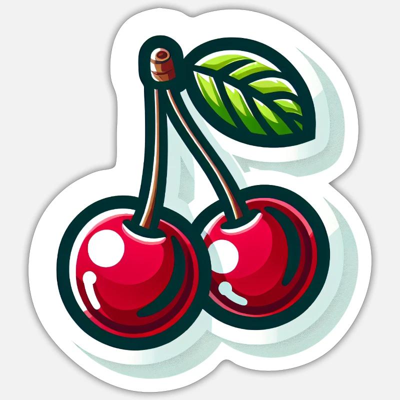 Cherry - Sticker Größe S (10 x 10 cm) - Mattweiß