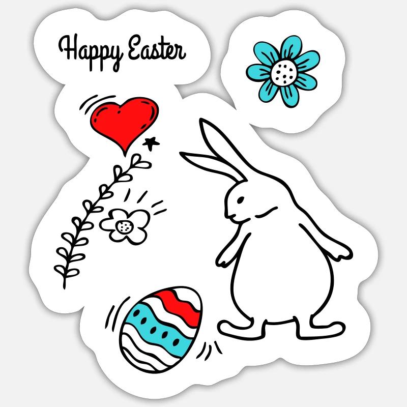 Happy Easter - Sticker Größe S (10 x 10 cm) - Mattweiß