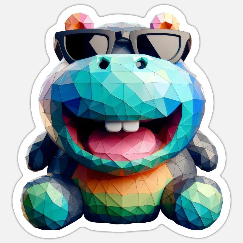 Nilpferd-Spaß - Sticker Größe S (10 x 10 cm) - Mattweiß
