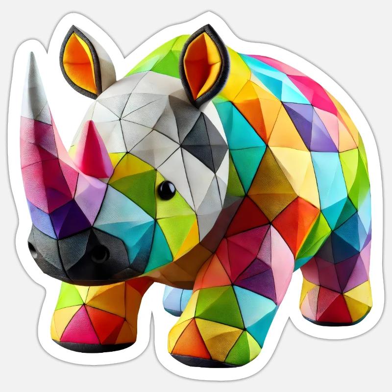 Rhinoceros Rhino Polygone Patchwork Sticker Größe S (10 x 10 cm)