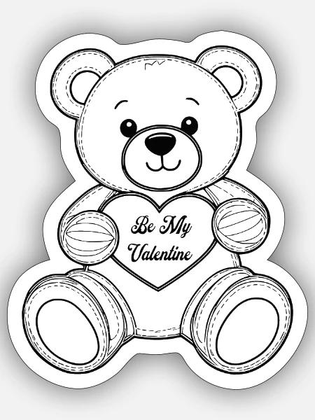 Be My Valentine Bär - Sticker Größe S (10 x 10 cm) - Mattweiß