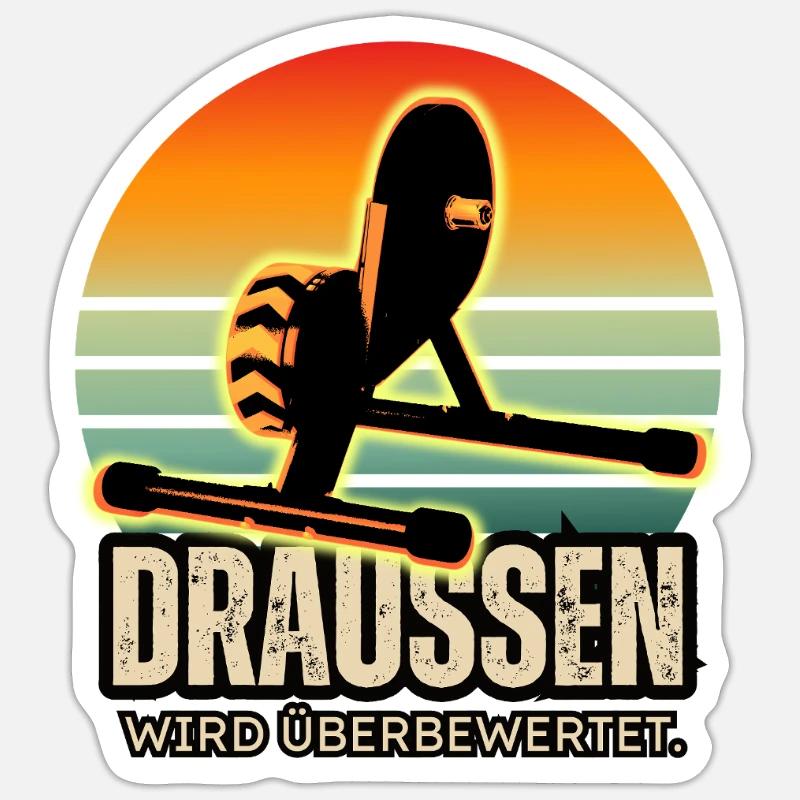 Indoor-Training: Draußen wird überbewertet! - Sticker Größe S (10 x 10 cm) - Mattweiß