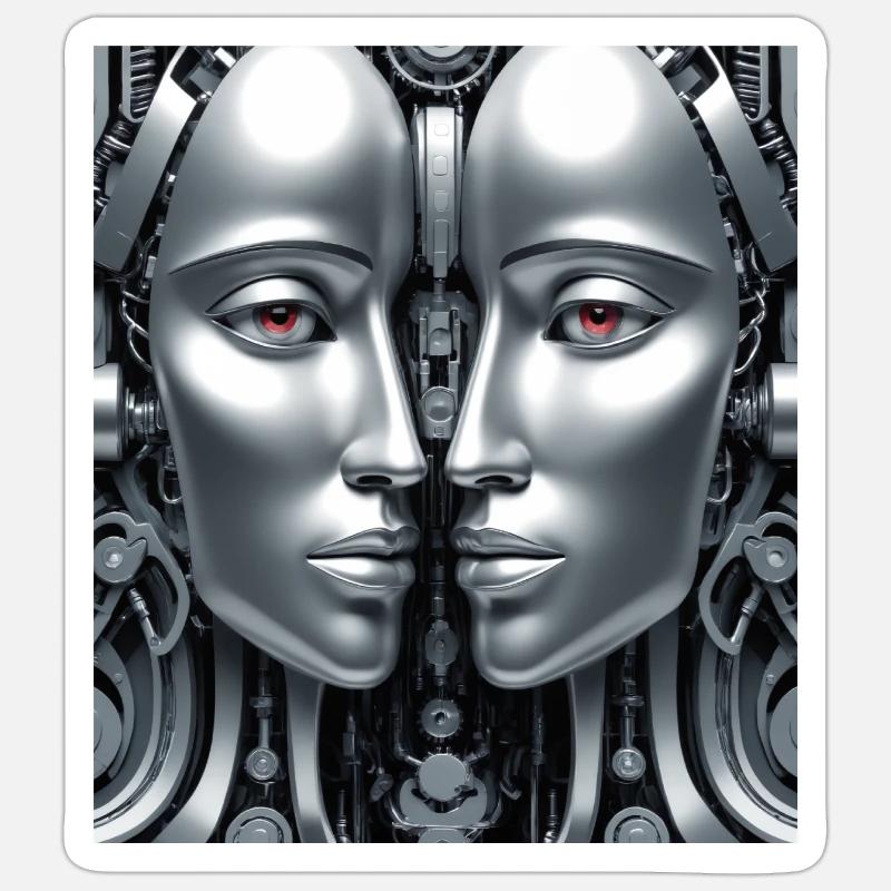 Robotic Mechanical Face Sticker size S (10 x 10 cm)