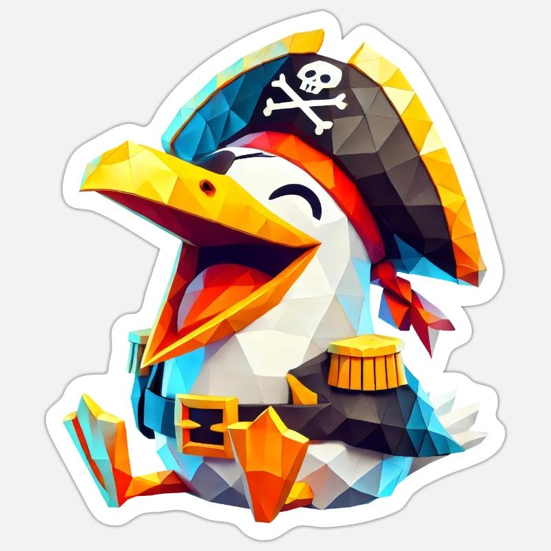Pirate Seagull - Sticker size S (10 x 10 cm) - white matte