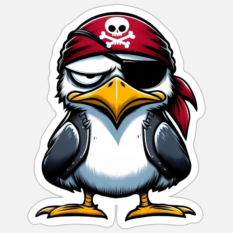 Seagull Pirate Eye Blindfold - Sticker size S (10 x 10 cm) - white matte