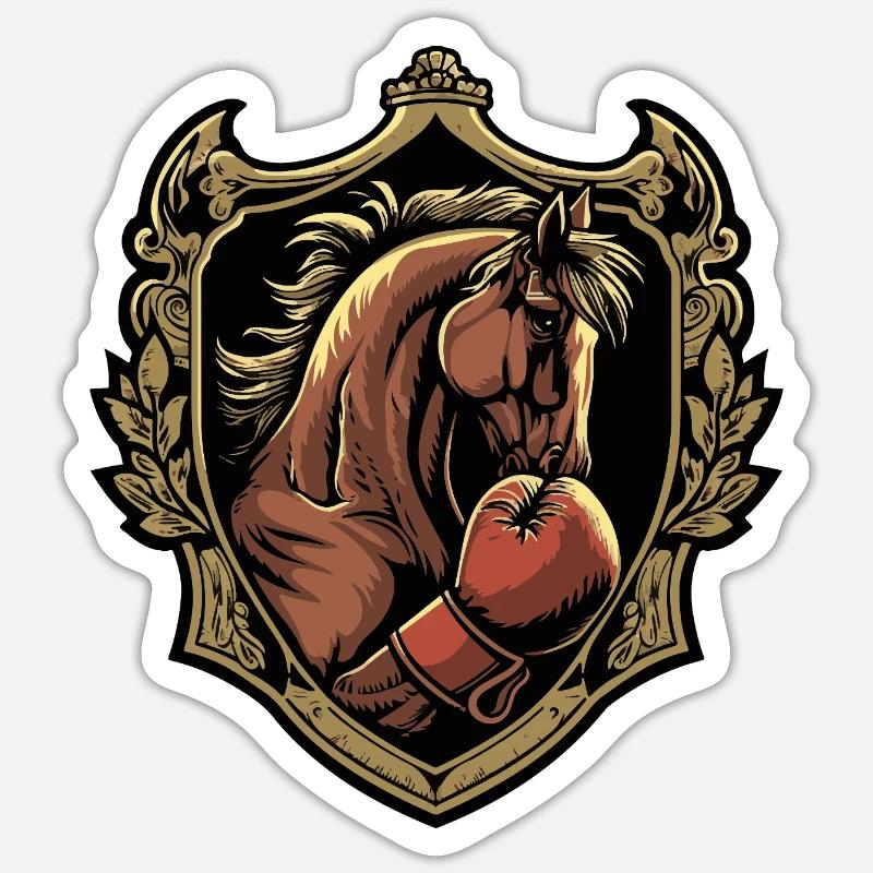 Cheval Boxer MMA Logo - Sticker taille S (10 x 10 cm) - blanc mat