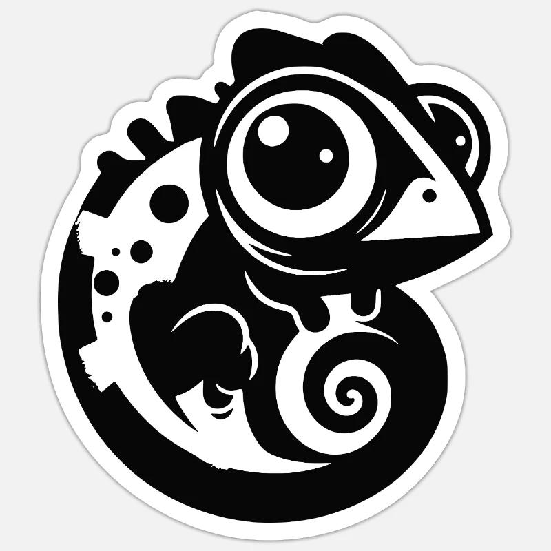 Bébé caméléon - Sticker taille S (10 x 10 cm) - blanc mat