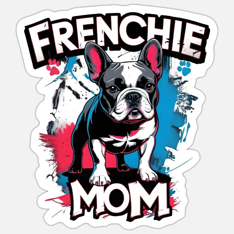 Frenchie Mom - Sticker taille S (10 x 10 cm) - blanc mat