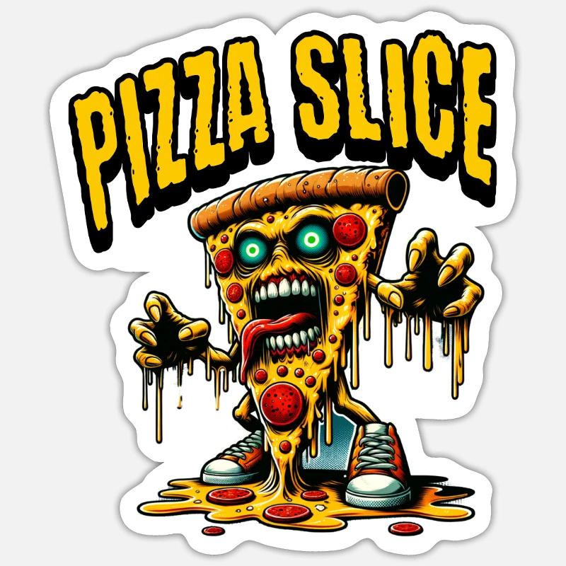 Tranche de pizza Sticker taille S (10 x 10 cm)