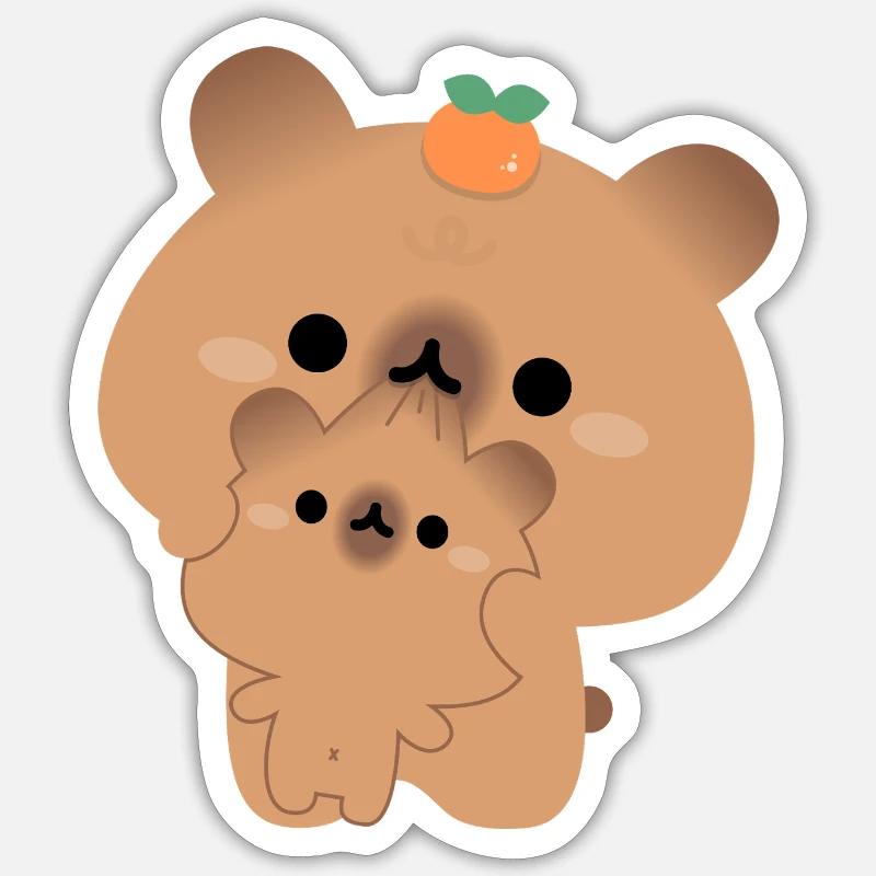Couple de capybaras - Sticker taille S (10 x 10 cm) - blanc mat