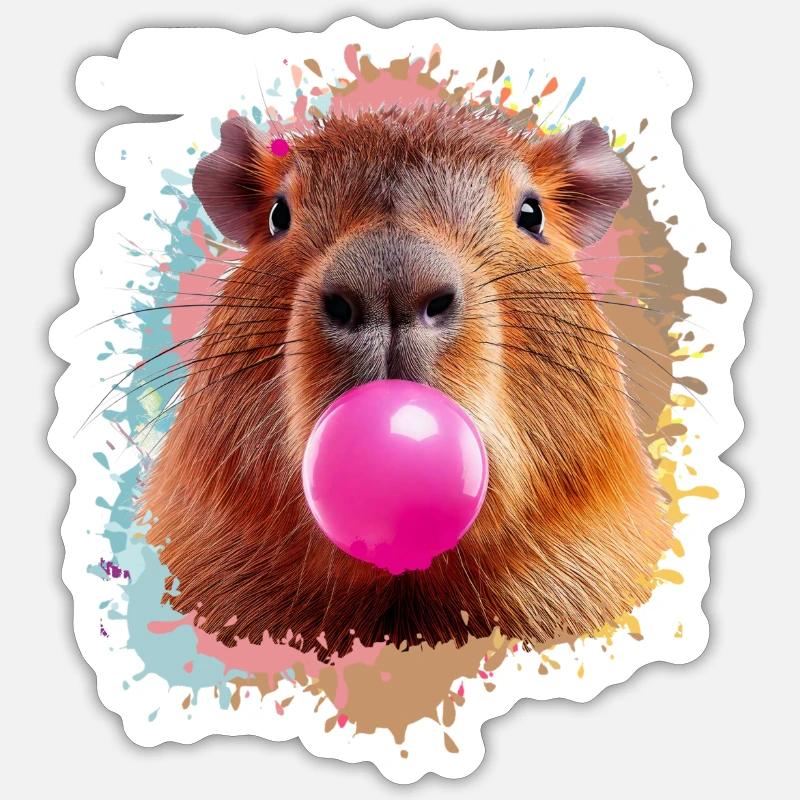 Capybara, graffiti, illustration, chewing-gum - Sticker taille S (10 x 10 cm) - blanc mat