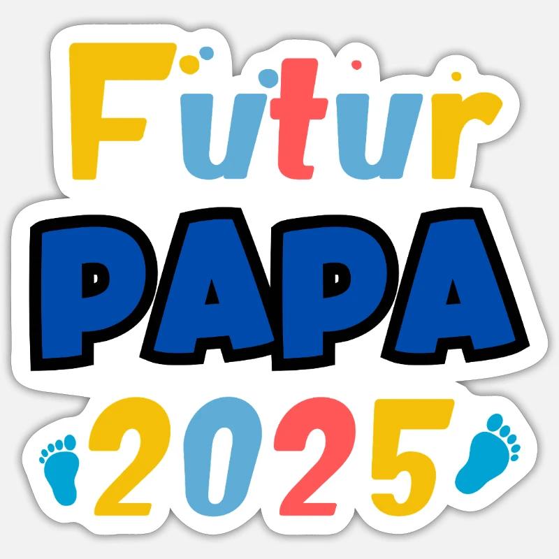 futur papa bébé garçon - Sticker taille S (10 x 10 cm) - blanc mat