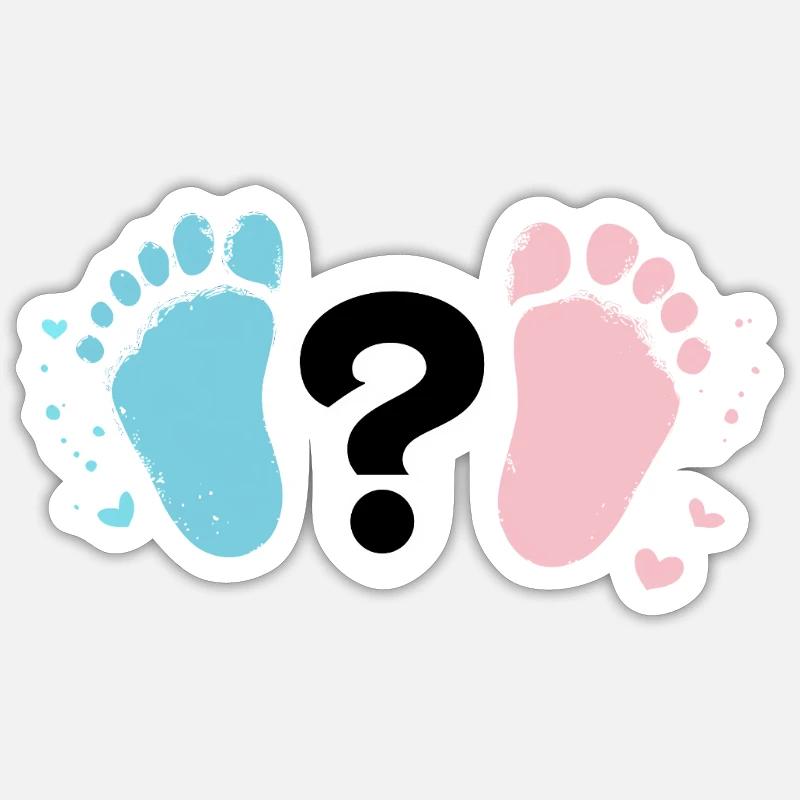 Empreintes Bébé Pastel et Question - Sticker taille S (10 x 10 cm) - blanc mat