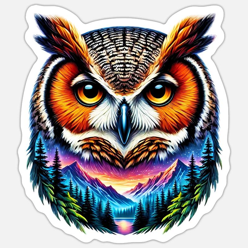 Owl - Sticker size S (10 x 10 cm) - white matte