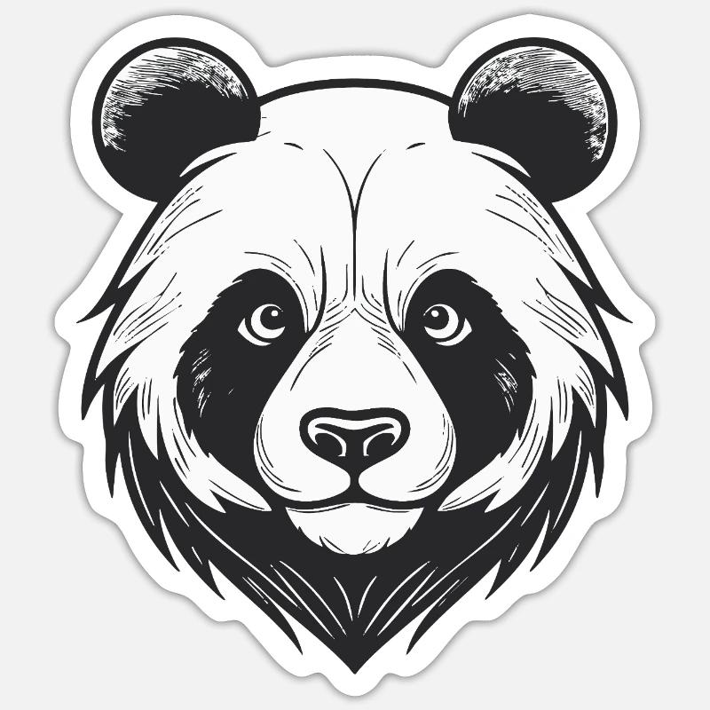 Visage d’ours avec breloque d’animal sauvage - Sticker taille S (10 x 10 cm) - blanc mat