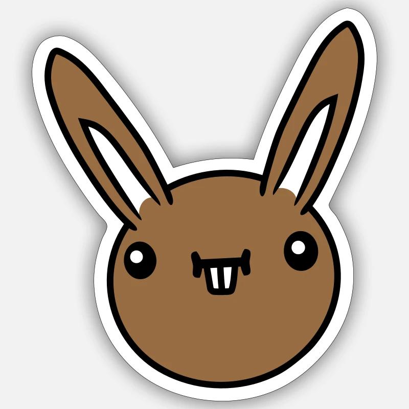 Lapin Drôle Visage Grimace Idiot Drôle Sourire - Sticker taille S (10 x 10 cm) - blanc mat