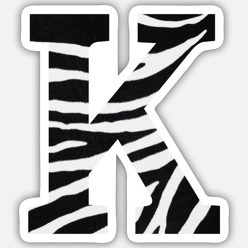 Buchstabe k Zebra - Sticker Größe S (10 x 10 cm) - Mattweiß