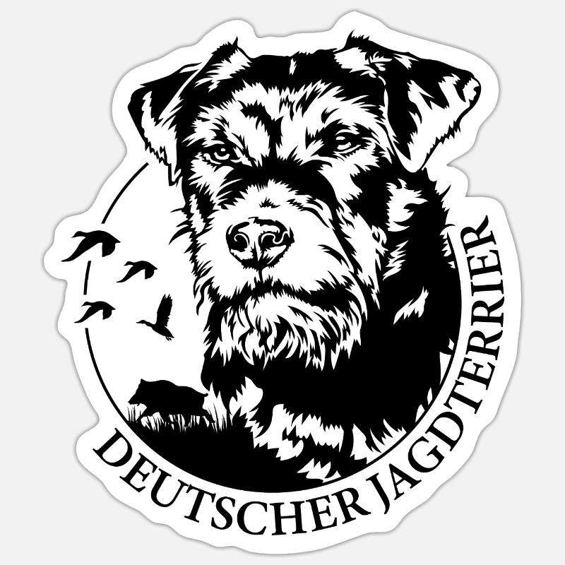 Deutscher Jagdterrier Jagdhunde Hunde Wilsigns - Sticker Größe S (10 x 10 cm) - Mattweiß