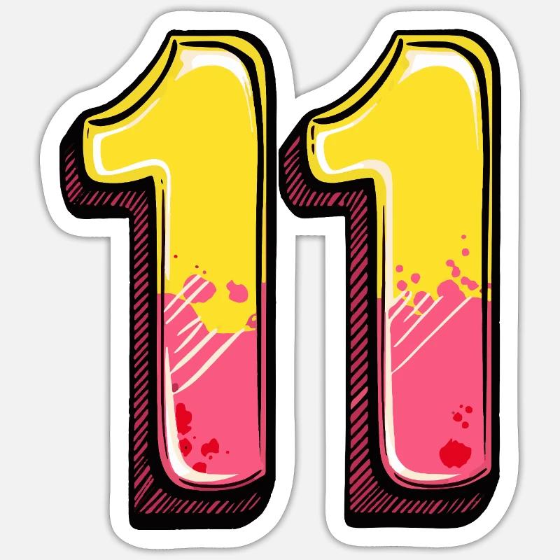 11 Number Comic - Sticker size S (10 x 10 cm) - white matte