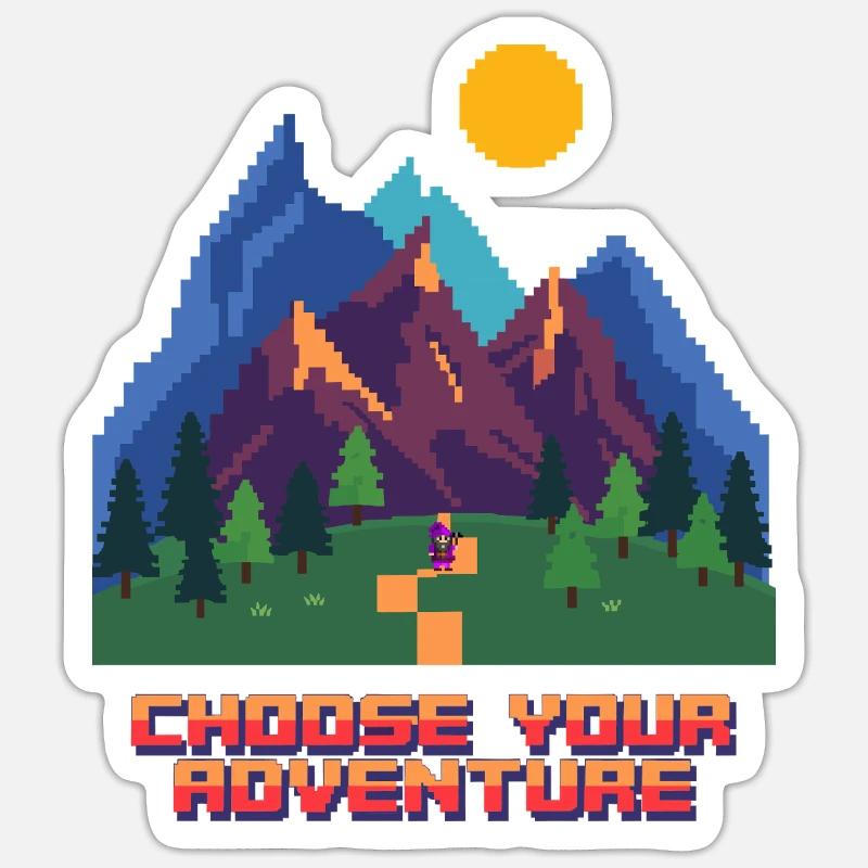 Retro Gaming Abenteuer - Sticker Größe S (10 x 10 cm) - Mattweiß